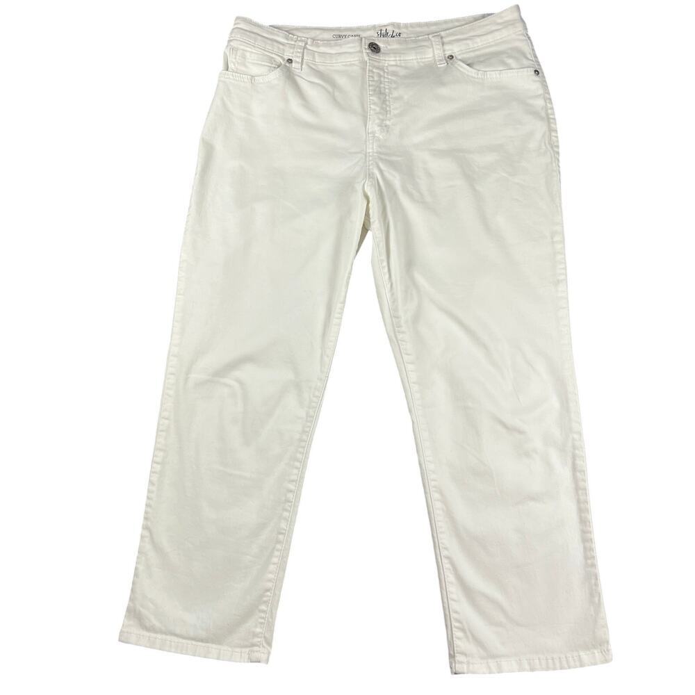 Style & Co. Curvy Capri Brushed Cotton White Jeans High Rise 25” Inseam Size 14